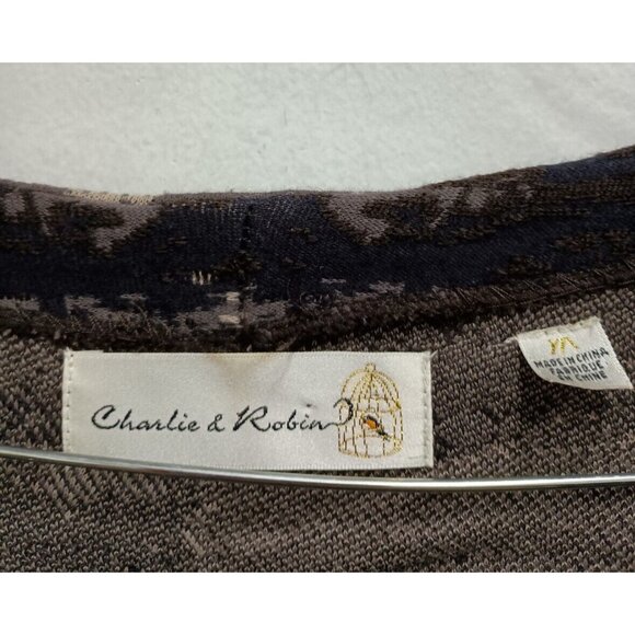 Anthropologie Charlie & Robin Wool Cardigan Medium Brown Tan Tie Dye Whimsygoth - Picture 4 of 11